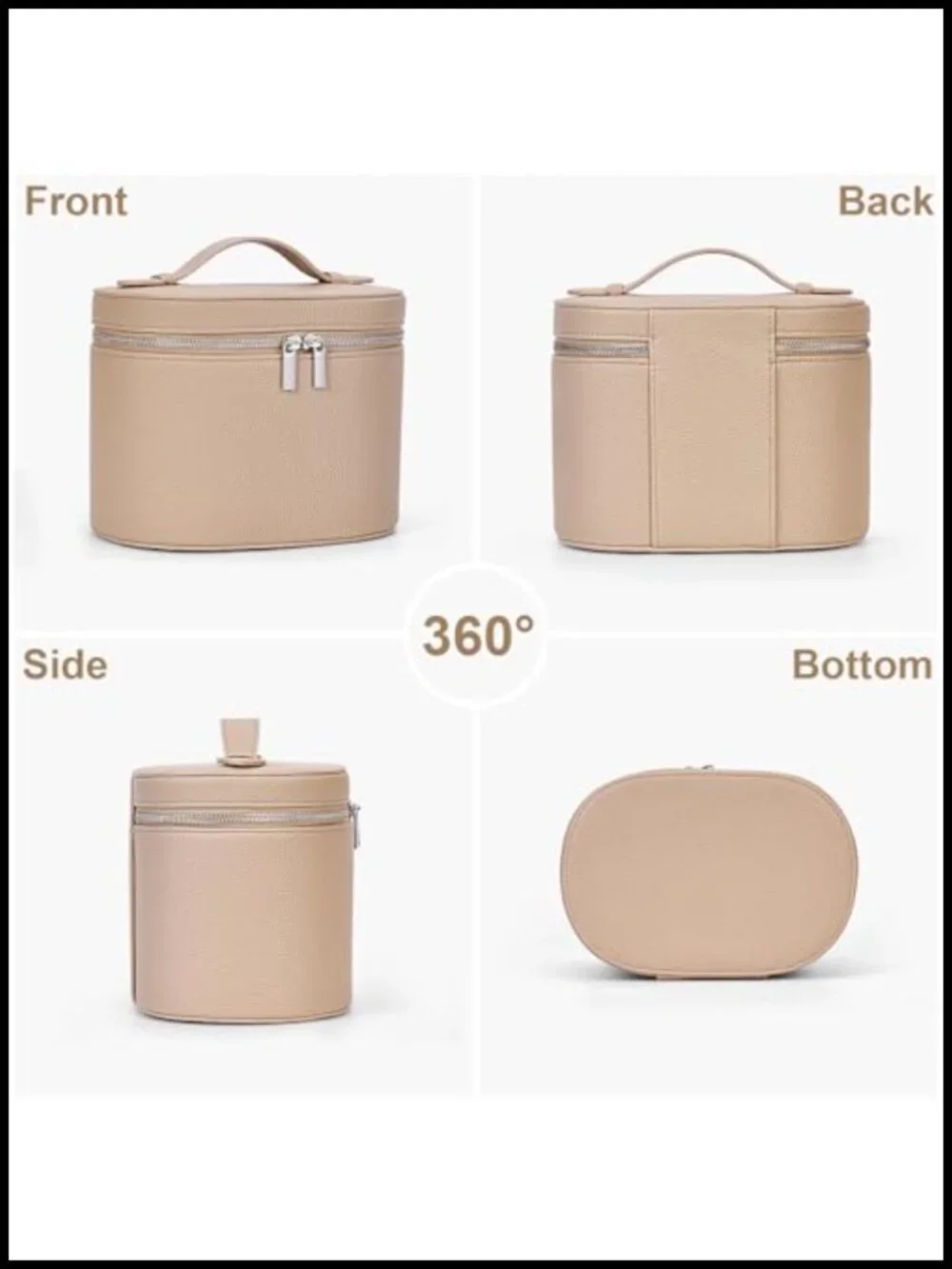 PU Leather Cosmetic Travel Case with Removable Divider - Makeup Organizer Bag